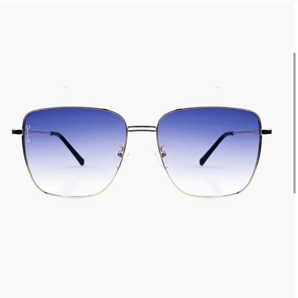 otra rita blue & gold retro y2k oversized square metal frame sunglasses eyewear